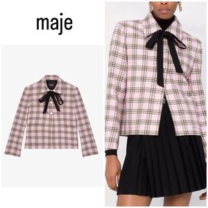 Maje ~ Bow checked wool-twill jacket